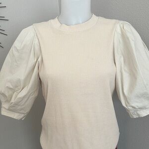 Who What Wear Ivory Puff Sleeve Blouse